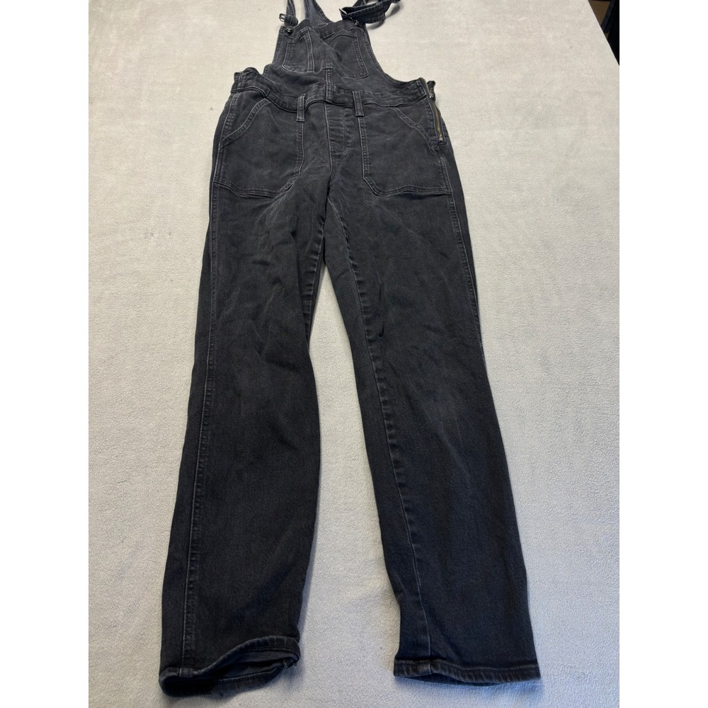Madewell Womens Black Denim Straight Leg Overalls Size Medium Wash Carpenter